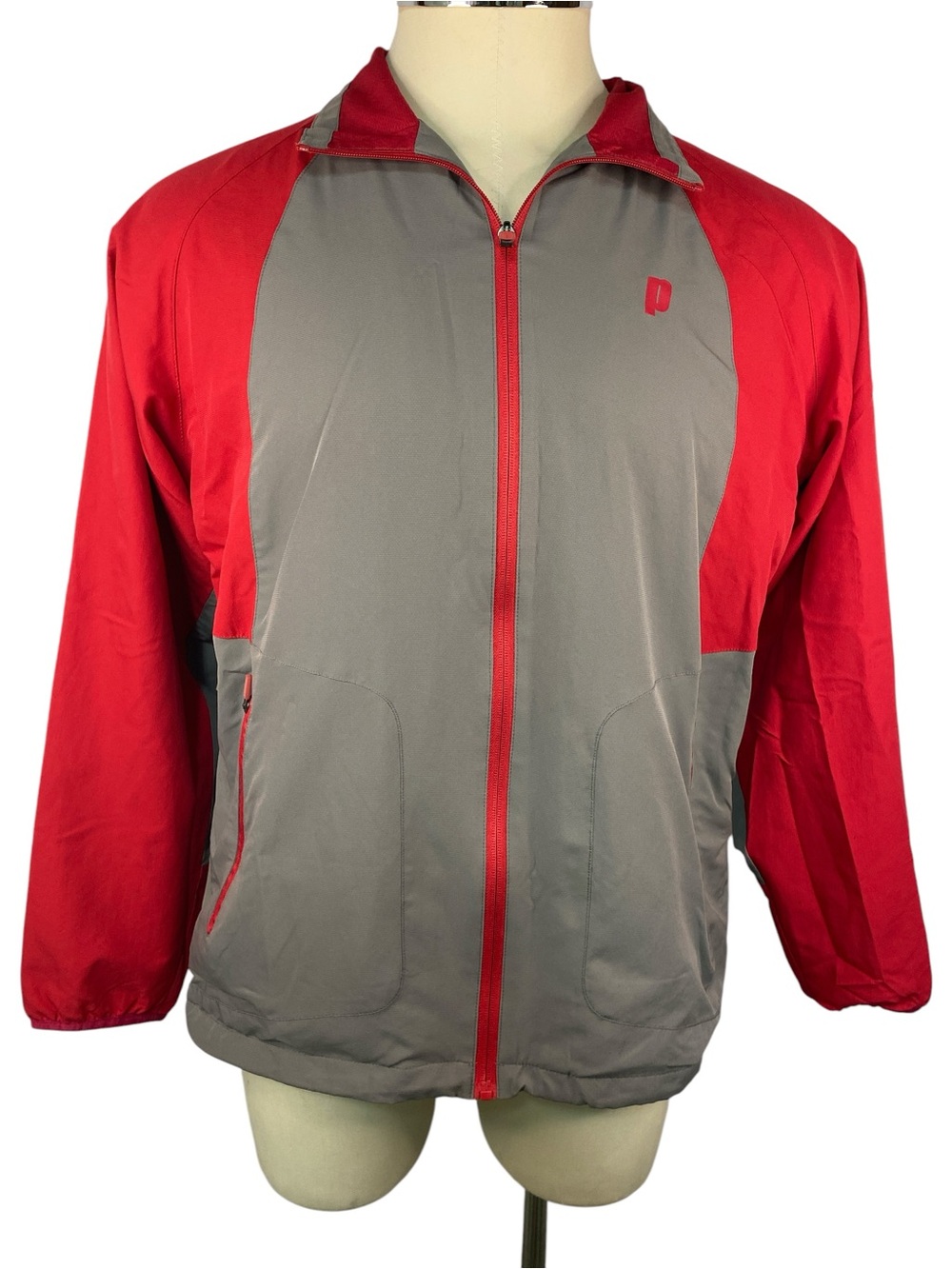 Prince Red & Gray Lightweight Zip Tennis Jacket - Performance Style Men’s Large